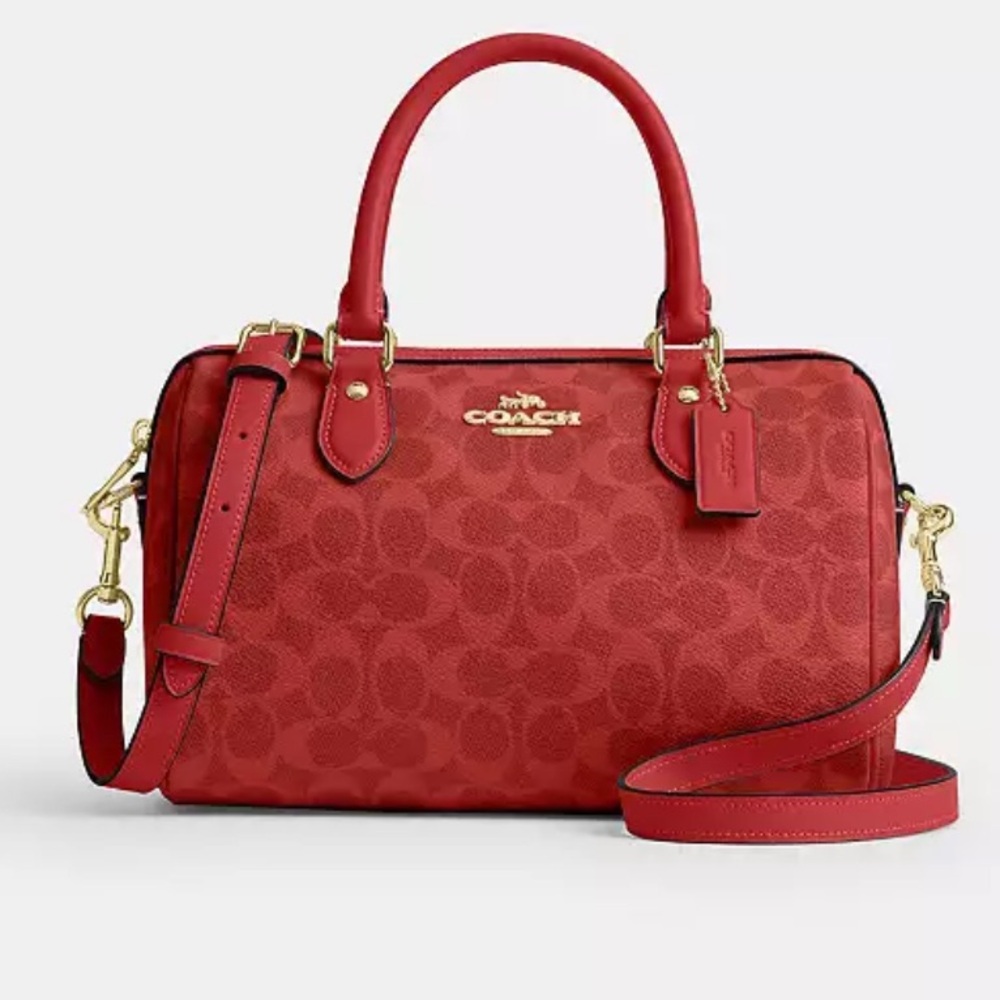Coach Medium Rowan Satchel Bag- Red